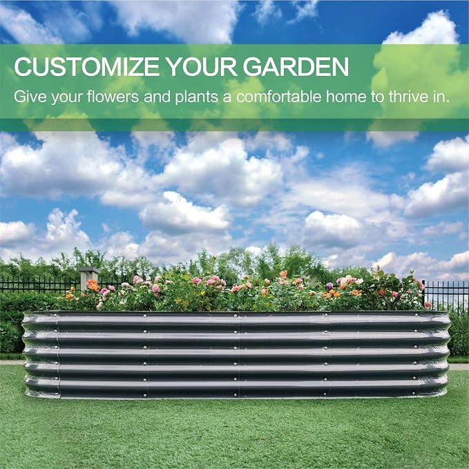 Gardmax Galvanized Raised Garden Bed, Lightweight Planter Boxes Outdoor - Image 2