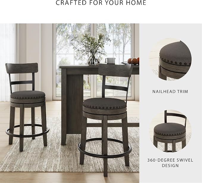 Signature Design by Ashley Caitbrook | Farmhouse Swivel 24" Counter Height - Image 5
