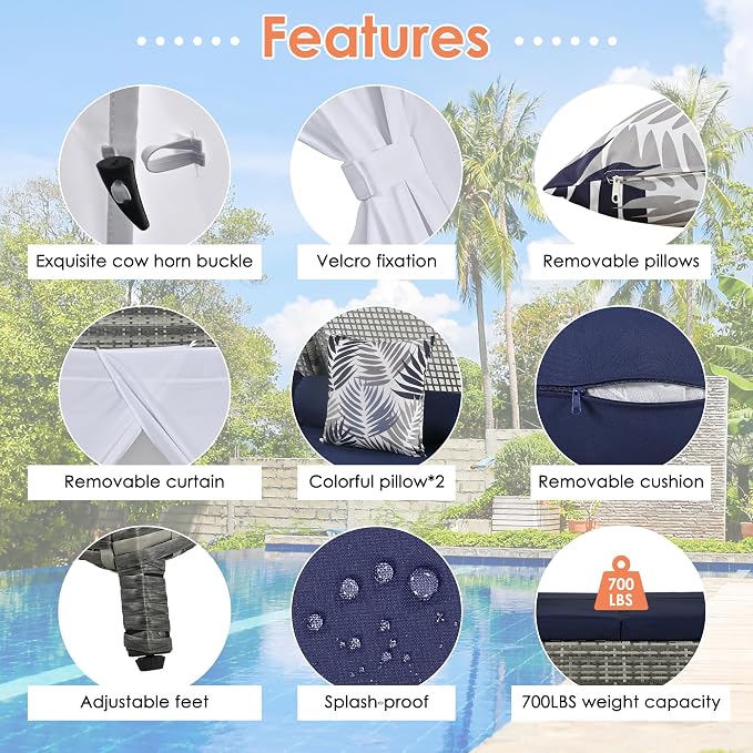 Meerax 90.5" Outdoor Wicker Sunbed - Image 4