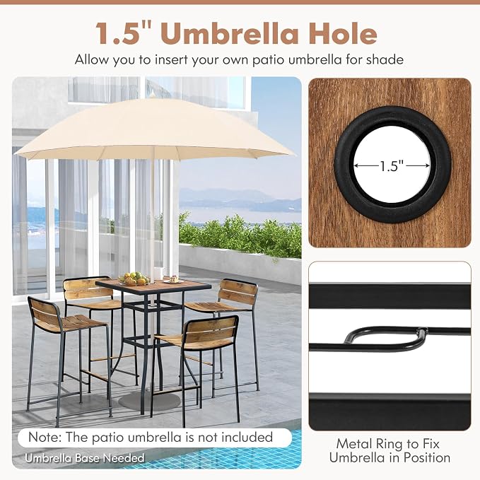 Tangkula 27.5 Inch Patio Bar Table, Outdoor Bar Height Table - Image 4