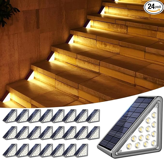 Solar Step Lights Outdoor Stair Light, Deck Lights Outdoor Powered IP65 by JEJOT
