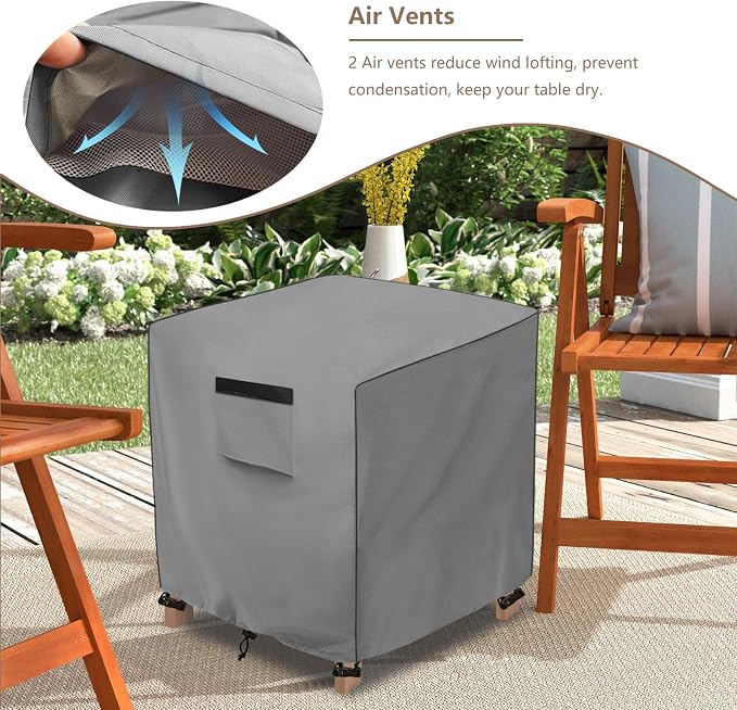 okcool Patio Wicker Side Table Cover, Waterproof Square Patio Small Side Table - Image 3