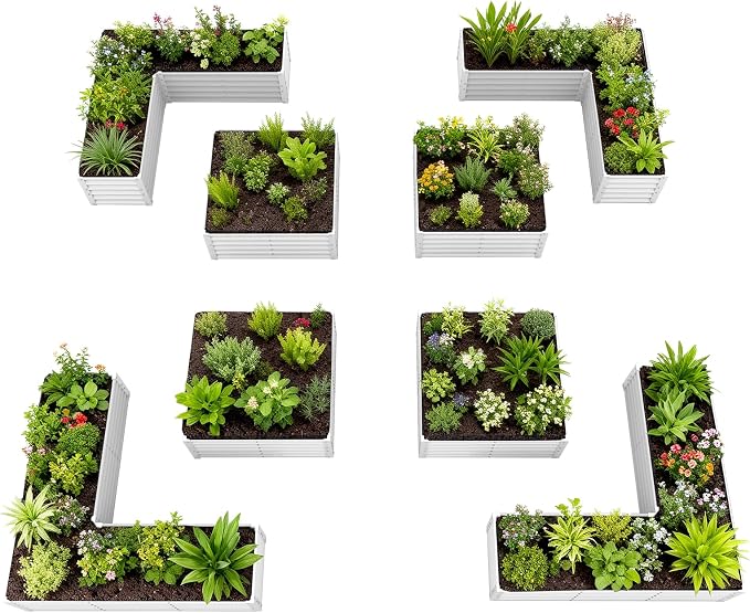 A ANLEOLIFE Set of 8, 18 Inch Tall Antique White Raised Garden Beds Kit - Image 3