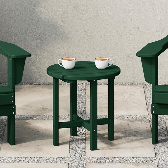 WestinTrends Dylan Adirondack Round Outdoor Side Table, Dark Green - Image 2