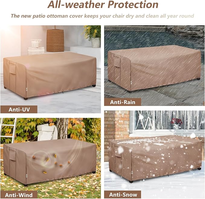 Outdoor Coffee Table Cover, 600D Waterproof Patio Rectangular Side Table Covers - Image 5