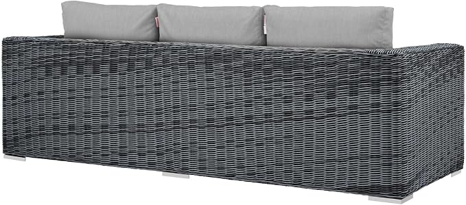 Modway Summon Wicker Rattan Outdoor Patio Sunbrella Sofa in Canvas Gray - Image 3