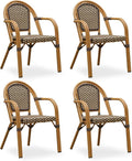 PURPLE LEAF French Bistro Armchairs Set of 4 Patio Dining Chairs Aluminum by PURPLELEAF