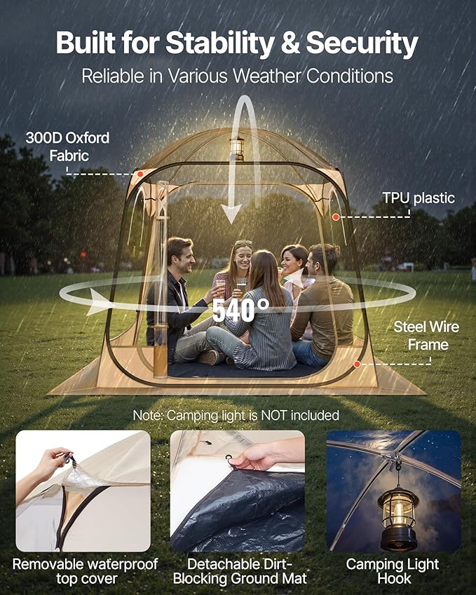 VEVOR Pop up Sports Tent, 8 Sizes Optional Clear Bubble Tent - Image 3