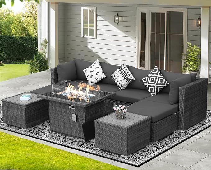 NICESOUL 9 Piece Outdoor Patio Garden Furniture Set - Image 2