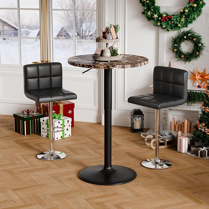 Flamaker Round Bistro Pub Table 23.6 Inch Height Adjustable 360° Swivel Bar - Image 2