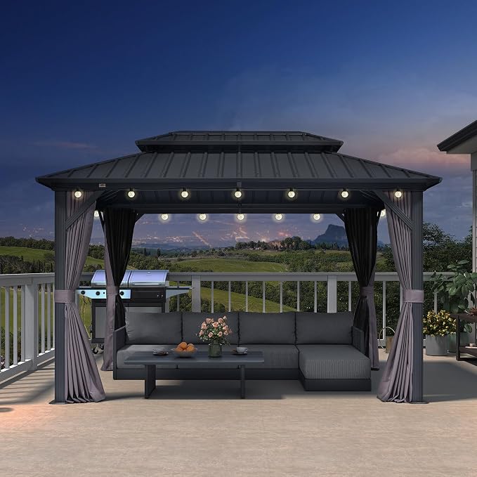 PURPLE LEAF 08'x12' Hardtop Outdoor Patio Gazebo by PURPLELEAF