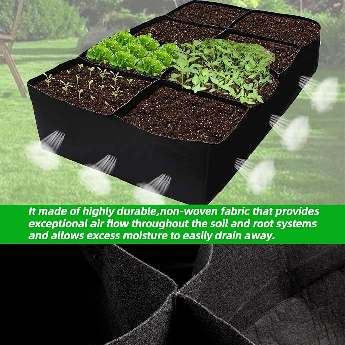 CJGQ Fabric Raised Garden Bed, 128 Gallon 8 Grids Plant Grow Bags, 3x6FT - Image 3