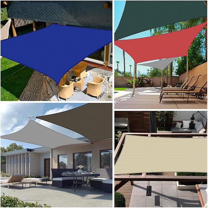Sun Shade Sail 8'x8' Rectangle Shade Canopy Patio Cover UV Block Shade Cloth - Image 2