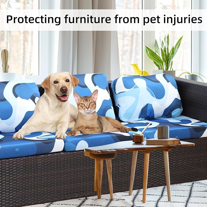 8Pcs Stretch Patio Cushion Covers, - Image 6