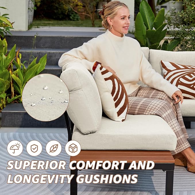 NATURAL EXPRESSIONS Outdoor Furniture Set, L Shape Patio Sectional, Metal - Image 5