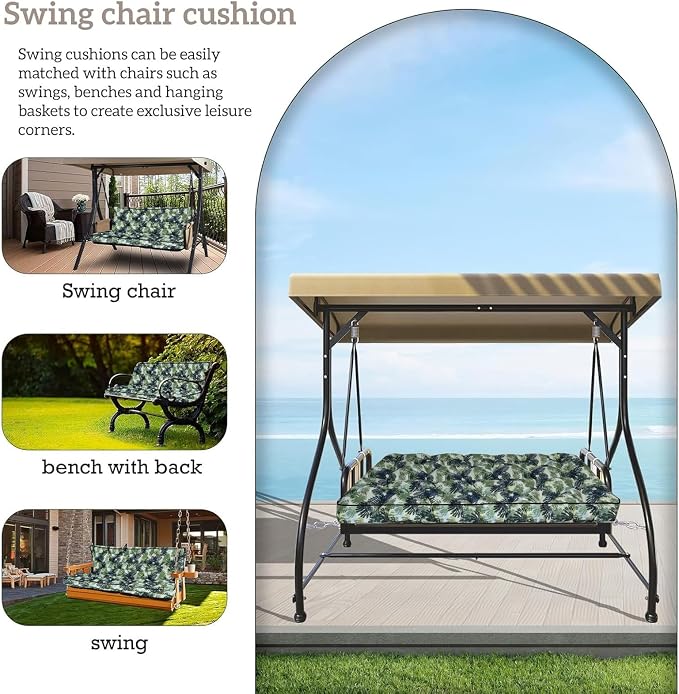 Outside Benches Cushion with Backrest, Thicken Waterproof Swing Cushions 2/3 - Image 2