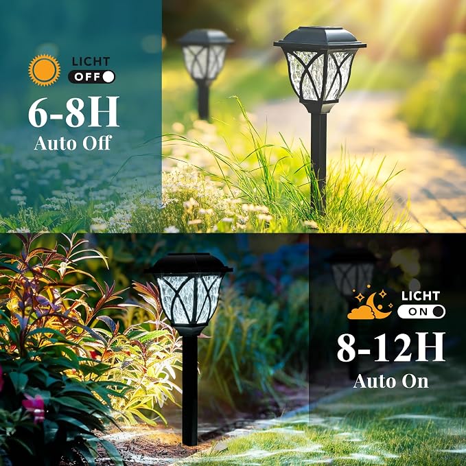 GIGALUMI 8 Pack Solar Lights Outdoor Waterproof, LED Solar Garden Lights - Image 5