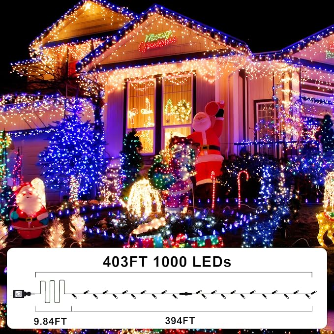 KNONEW 403ft 1000 LED Christmas Lights Outdoor String Light - Image 4