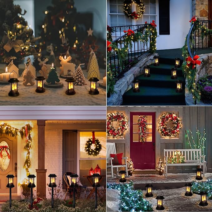 Beautyard 6 Packs Outdoor Solar Candles Lights Flickering Decorative Lantern - Image 6
