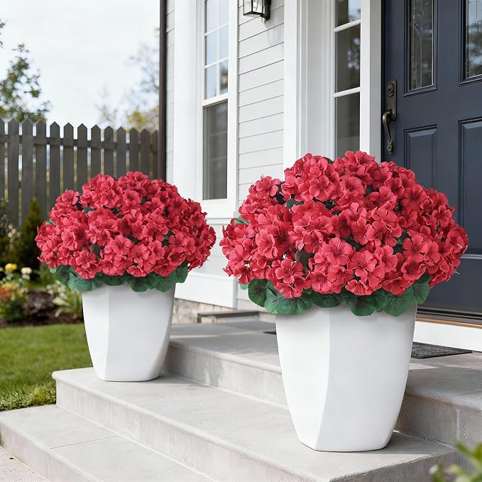 2 Pack Artificial Geranium Flowers Topitary Trees - Image 2