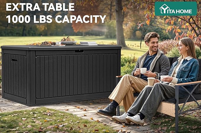 YITAHOME 260 Gallon Extra Large Deck Box, Double-Wall Resin Outdoor Storage Box - Image 4