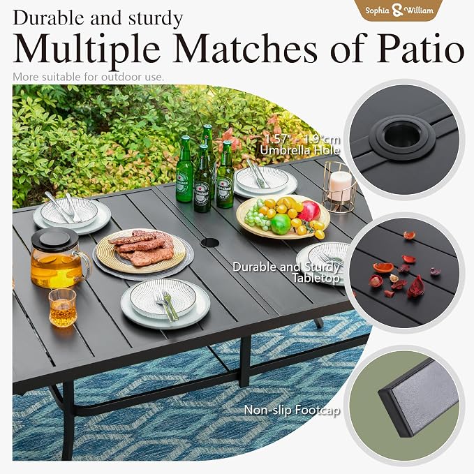 Sophia & William Patio Dining Set Outdoor Dining Set Patio Table and Chairs Set - Image 6