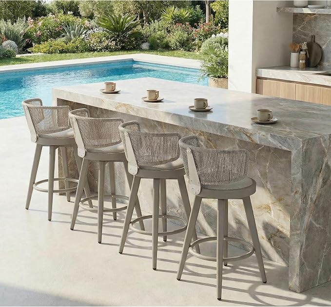 PURPLE LEAF Outdoor Bar Stools Set of 4 30 Inch Patio Swivel Bar Stool Chairs by Unknown