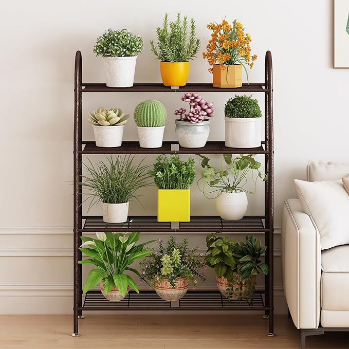 SORCEDAS Plant Stand Indoor Outdoor Plant Shelf 4 Tier Metal Corner Flower - Image 2