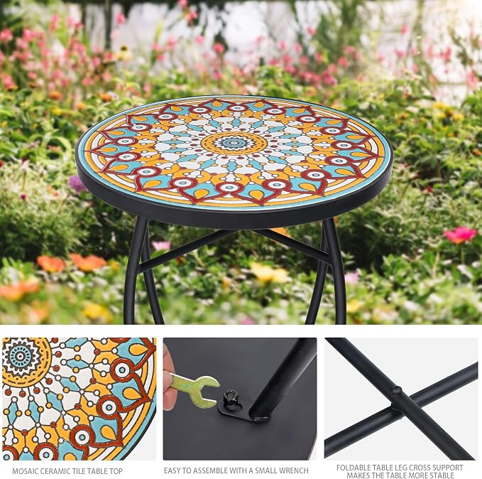 VCUTEKA Mosaic Outdoor Side Table - Image 5