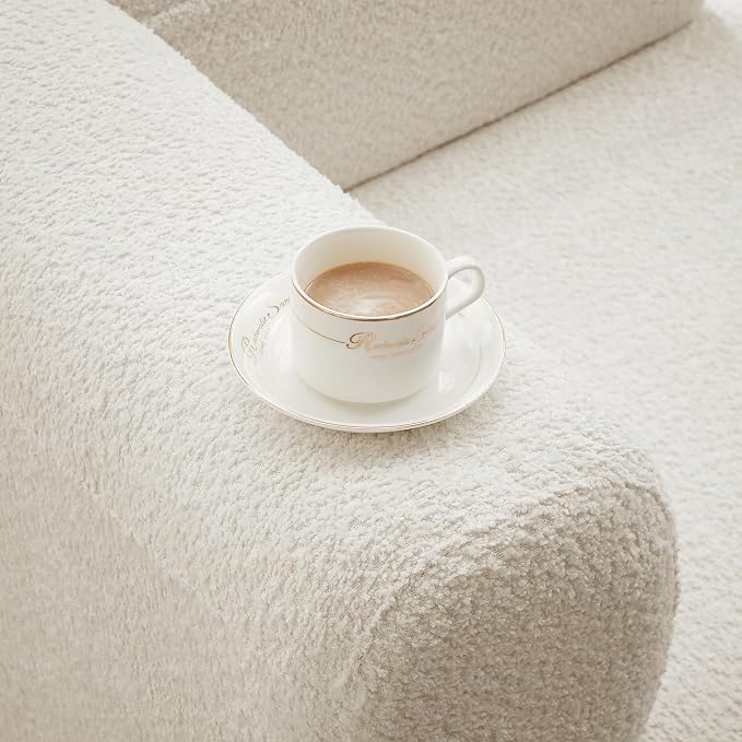 Boucle Chaise Lounge Chair Indoor Comfy Fluffy Lounge Sofa Upholstered Chaise - Image 7