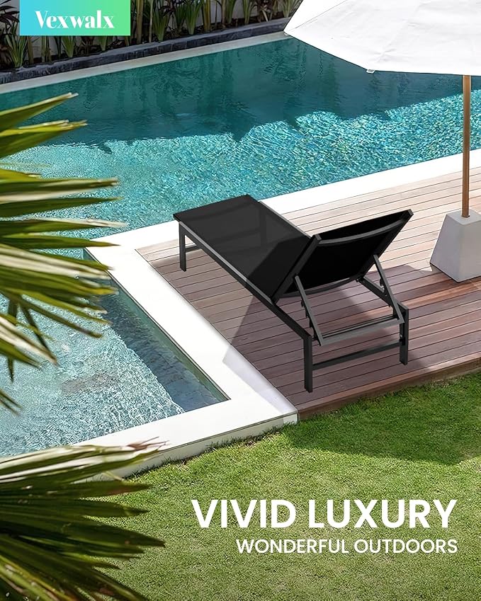 Outdoor Lounge Chair for Pool, Aluminum Chaise Lounge Chairs - Image 2