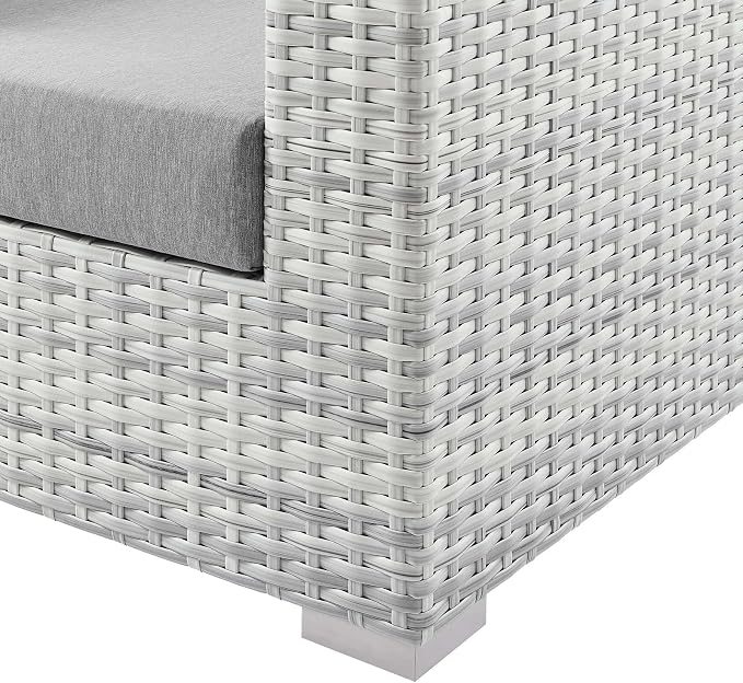 Modway Convene Wicker Rattan Outdoor Patio Right-Arm Loveseat in Light Gray Gray - Image 6