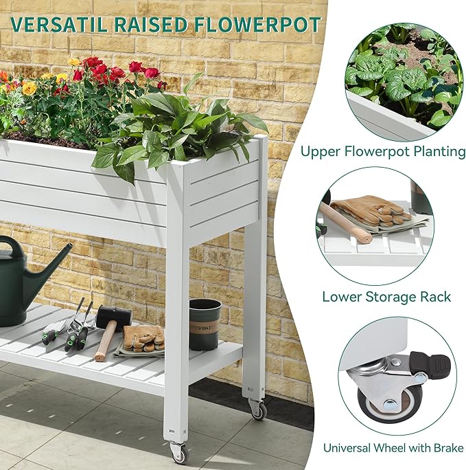 YITAHOME 43.3x17.7x34 in Elevated Garden Bed 2pcs, Outdoor Plastic Planter Box - Image 3