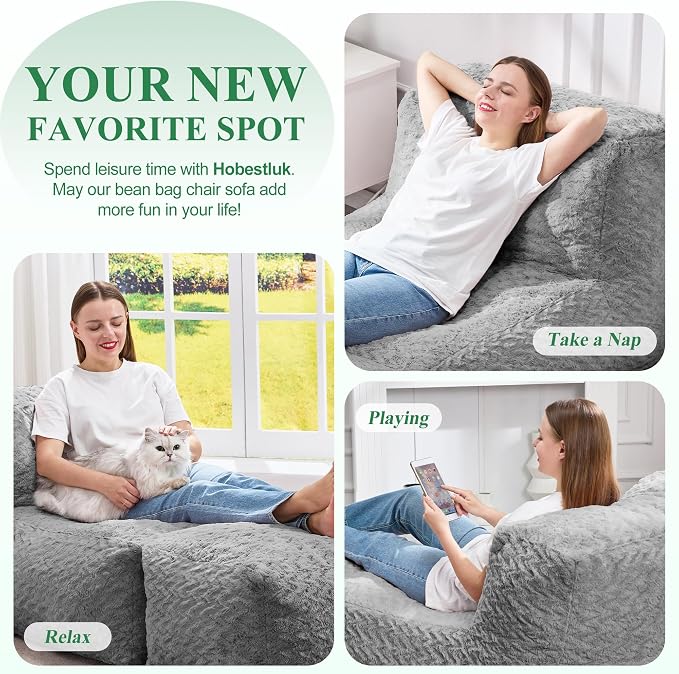 Hobestluk Bean Bag Chair Big Bean Bag Lounger - Image 8