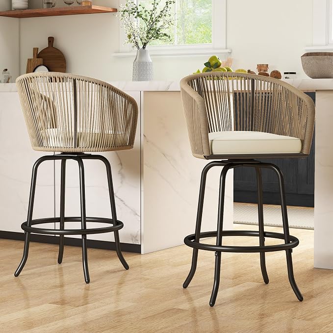 YITAHOME Counter Height Bar Stools Set of 2, Outdoor Bar Stools - Image 7