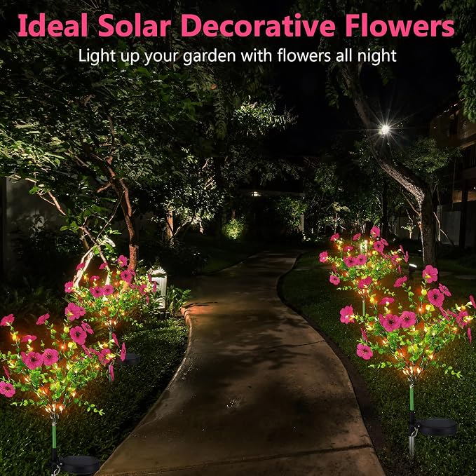 2 Pack Solar Stake Lights Outdoor Decor Waterproof Mums Artificial Flowers - Image 6