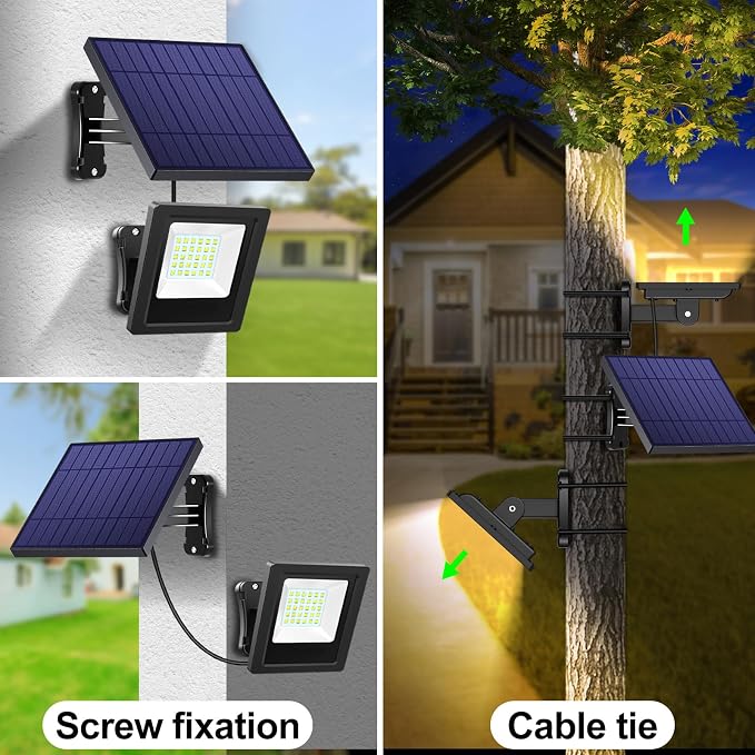 Solar Lights Outdoor Solar Flood Dusk to Dawn Lights 4400mAh 3000K Warm White - Image 5