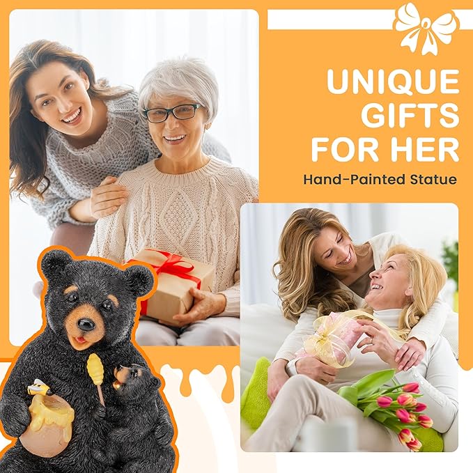 GIGALUMI Solar Garden Statues Bears 9", Loving Black Bear Decor, Yard - Image 4
