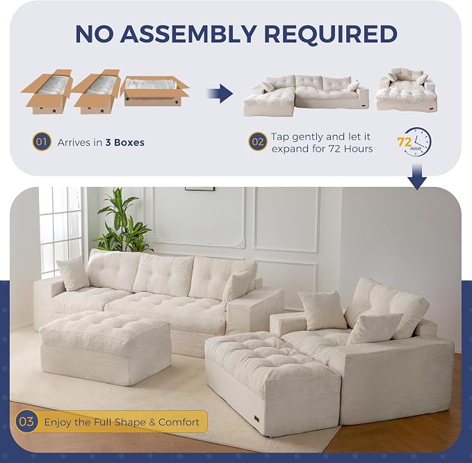 MAXYOYO Sectional Sofa Couch and Chaise Lounge, L Shaped Modern Cloud Couch - Image 8