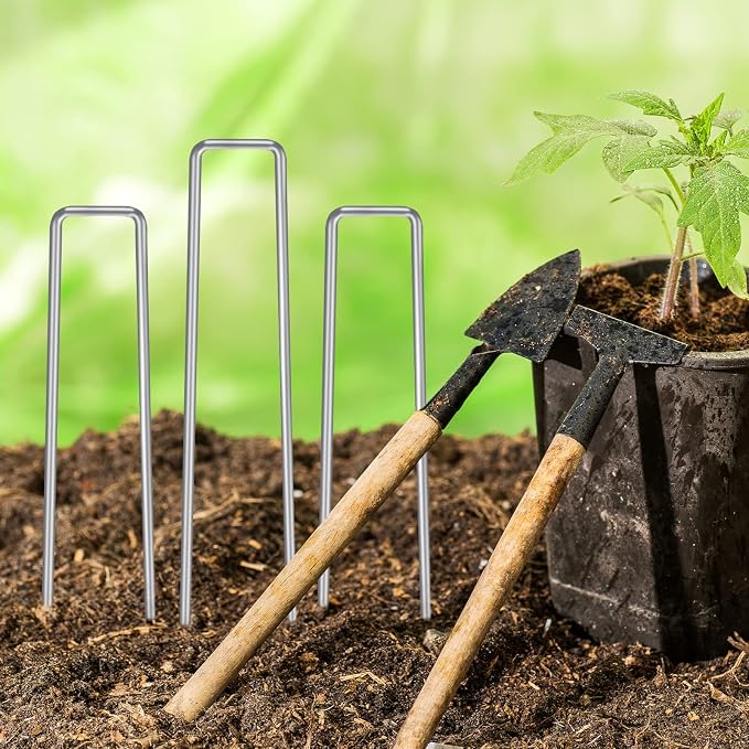 HongWay 420pcs 6 Inch Landscape Staples Galvanized Garden Stakes, 11 Gauge - Image 7