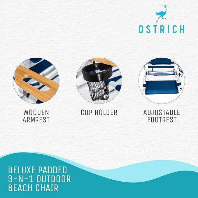 Ostrich the Deluxe 3N1 Lightweight Lawn Beach Reclining Lounge Chair - Image 4