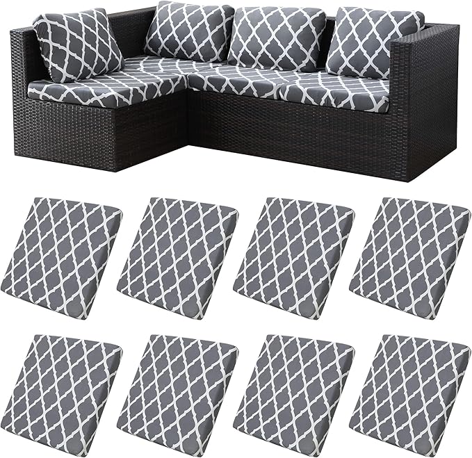 8Pcs Stretch Patio Cushion Covers, Outdoor Couch Covers Replacement, Outdoor by BIETYONE