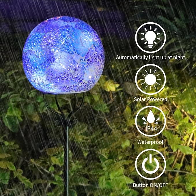 VCUTEKA Solar Outdoor Lights Garden Decor Mosaic Solar Garden Lights Waterproof - Image 4