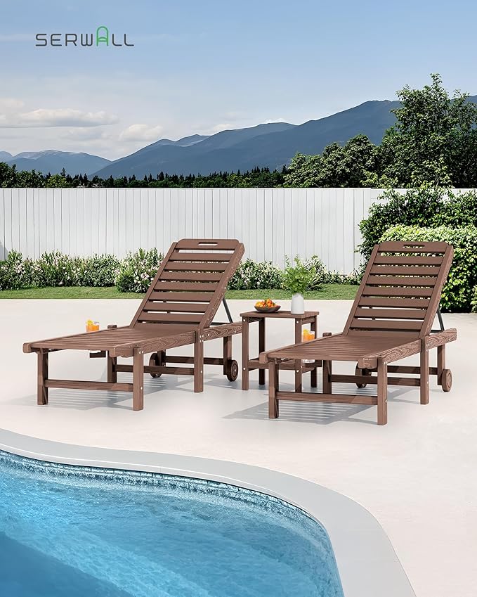 SERWALL Outdoor Chaise Lounge Set of 6, HDPE Pool Lounge Chair - Image 6