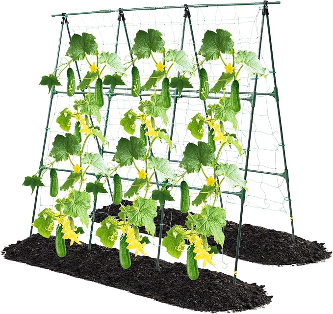 Cucumber Trellis, 50x48 inch A-Frame Garden Trellis by OTOSUNNY