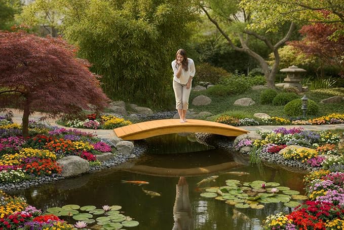 6 FT Oak Amish Made Pinewood Heavy Duty Garden Bridge - Image 4