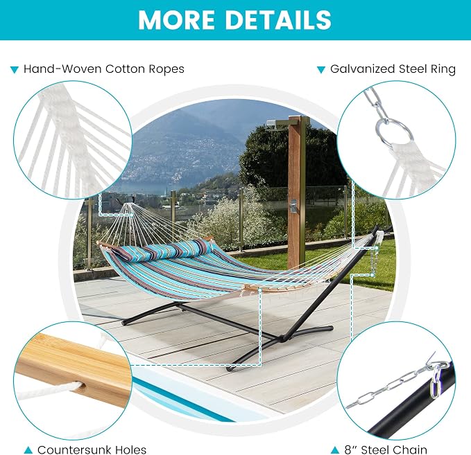 Tangkula 11FT Double Hammock, Heavy Duty Outdoor Hammock - Image 8