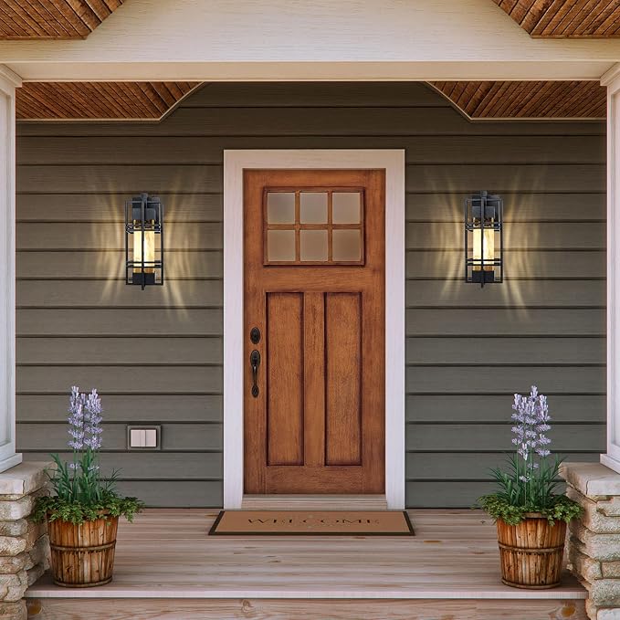 Dusk to Dawn Outdoor Front Porch Light Fixtures Wall Mount, 2 Pack Sensor - Image 7