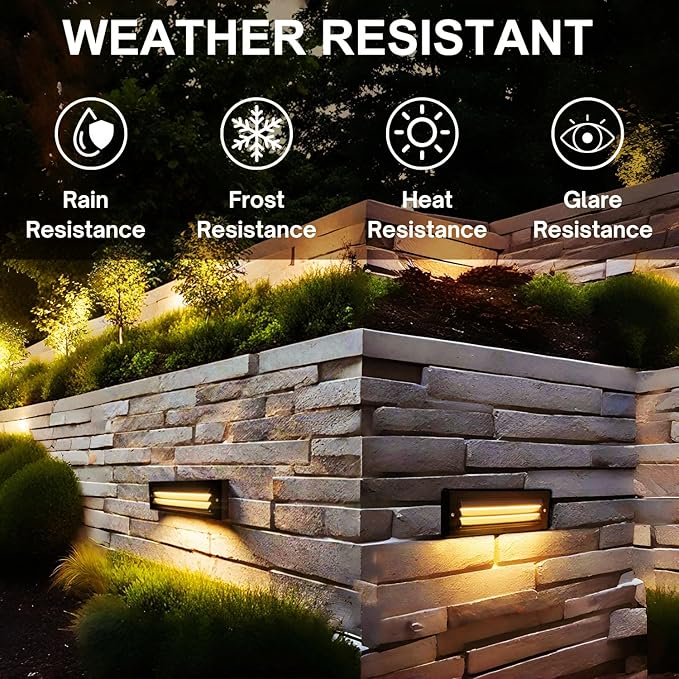ZONK 110V-240V LED Outdoor Indoor Stair Step Lights, 6W IP65 Waterproof 3000K - Image 4