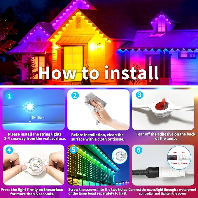 100FT Permanent Outdoor Lights Waterproof Smart LED RGB Light - Image 7